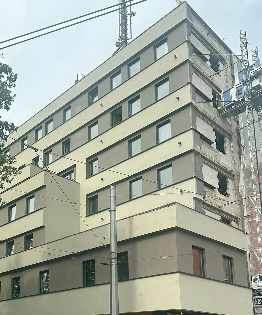 Fassade des Moxy Hotel Krefeld mit Wärmedämmung